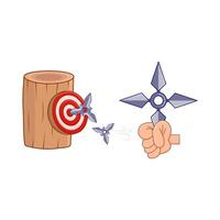 shuriken en mano con flecha tablero ilustración vector