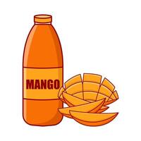 juice mango with mango pieces cube illustration vector