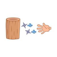 The shuriken is thrown at the tree trunk illustration vector