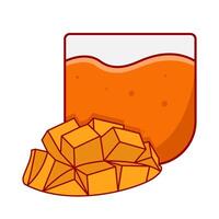 vaso jugo mango con mango piezas cubo ilustración vector