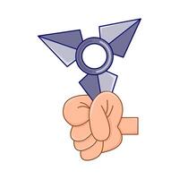 shuriken in hand illustration vector