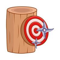 shuriken with arrow board in tree trunk illustration vector