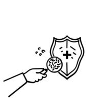 hand drawn doodle germ and bacteria protection icon illustration vector