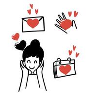 hand drawn doodle love related icon drawing illustration vector