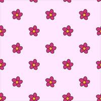 Seamless pattern with pink flowers. Spring and summer floral background. Design for wallpaper, wrapping paper, background, fabric. Vector flat illustration.