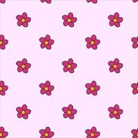 Seamless pattern with pink flowers. Spring and summer floral background. Design for wallpaper, wrapping paper, background, fabric. Vector flat illustration.