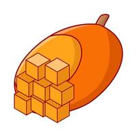 mango  slice with mango cube illustration vector