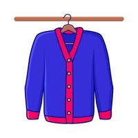 cardigan knit in hanger illustration vector