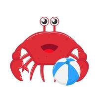 crab with ball illustration vector