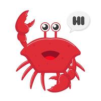 crab with hi in speech bubble illustration vector