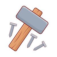hammer with nail illustration vector