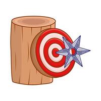 shuriken with arrow board in tree trunk illustration vector