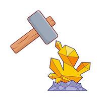 hammer with gold illustration vector