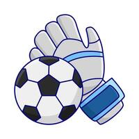 fútbol pelota en guantes portero ilustración vector