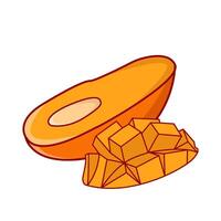 mango slice with mango cube illustration vector