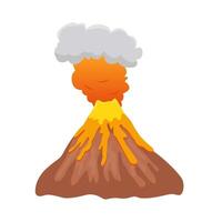 volcán lava fuego con fumar ilustración vector