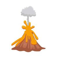 volcán lava fuego con fumar ilustración vector