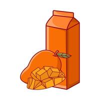 box mango juice, mango with mango cube illustration vector