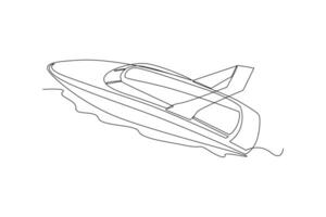 One continuous line drawing of Sea transportation concept. Doodle vector illustration in simple linear style.