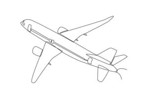 Continuous one line drawing Air transportation concept. Doodle vector illustration.