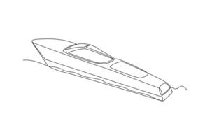 One continuous line drawing of Sea transportation concept. Doodle vector illustration in simple linear style.