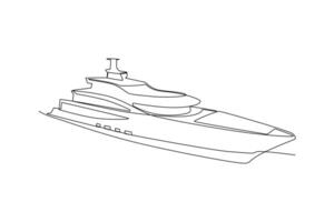 One continuous line drawing of Sea transportation concept. Doodle vector illustration in simple linear style.