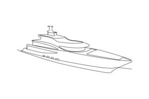 One continuous line drawing of Sea transportation concept. Doodle vector illustration in simple linear style.