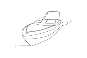 One continuous line drawing of Sea transportation concept. Doodle vector illustration in simple linear style.