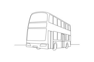 Continuous one line drawing Public service transportation concept. Doodle vector illustration.