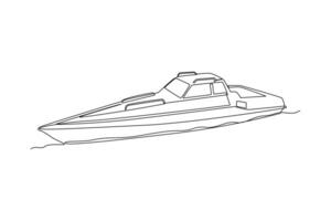 One continuous line drawing of Sea transportation concept. Doodle vector illustration in simple linear style.