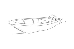 One continuous line drawing of Sea transportation concept. Doodle vector illustration in simple linear style.