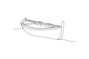 One continuous line drawing of Sea transportation concept. Doodle vector illustration in simple linear style.