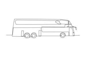 continuo uno línea dibujo moderno autobús. tierra transporte concepto. garabatear vector ilustración.