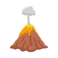 volcán lava fuego con fumar ilustración vector