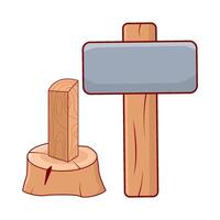 hammer with tree trunk illustration vector