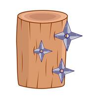 shuriken with tree trunk illustration vector