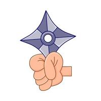 shuriken in hand illustration vector