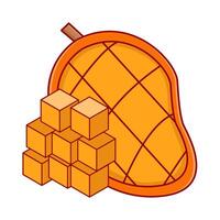 mango slice with mango cube illustration vector