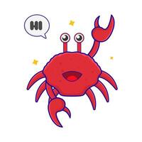 crab with hi in speech bubble illustration vector