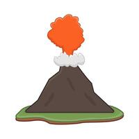 volcán lava fuego con fumar ilustración vector