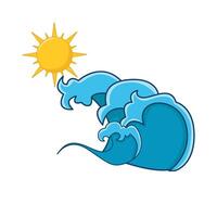 sea wave with sun illustration vector