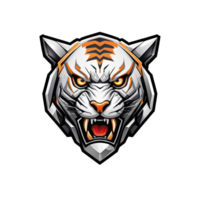 ai généré logo esport tête de tigre futuriste robot contour illustration conception png