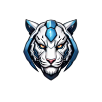 ai généré logo esport tête de tigre futuriste robot contour illustration conception png