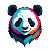 AI generated head of cute panda with colorful design illustration png