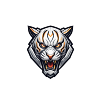 AI generated logo esport head of tiger futuristic robot outline illustration design png