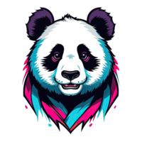 AI generated head of cute panda with colorful design illustration png