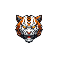 AI generated head of tiger futuristic robot illustration png