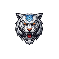 AI generated logo esport head of tiger futuristic robot outline illustration design png