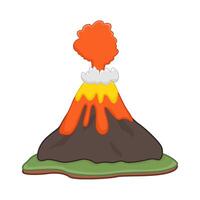 volcán lava fuego con fumar ilustración vector