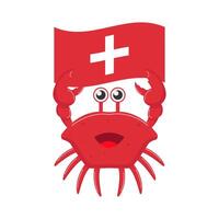 crab with flag illustration vector